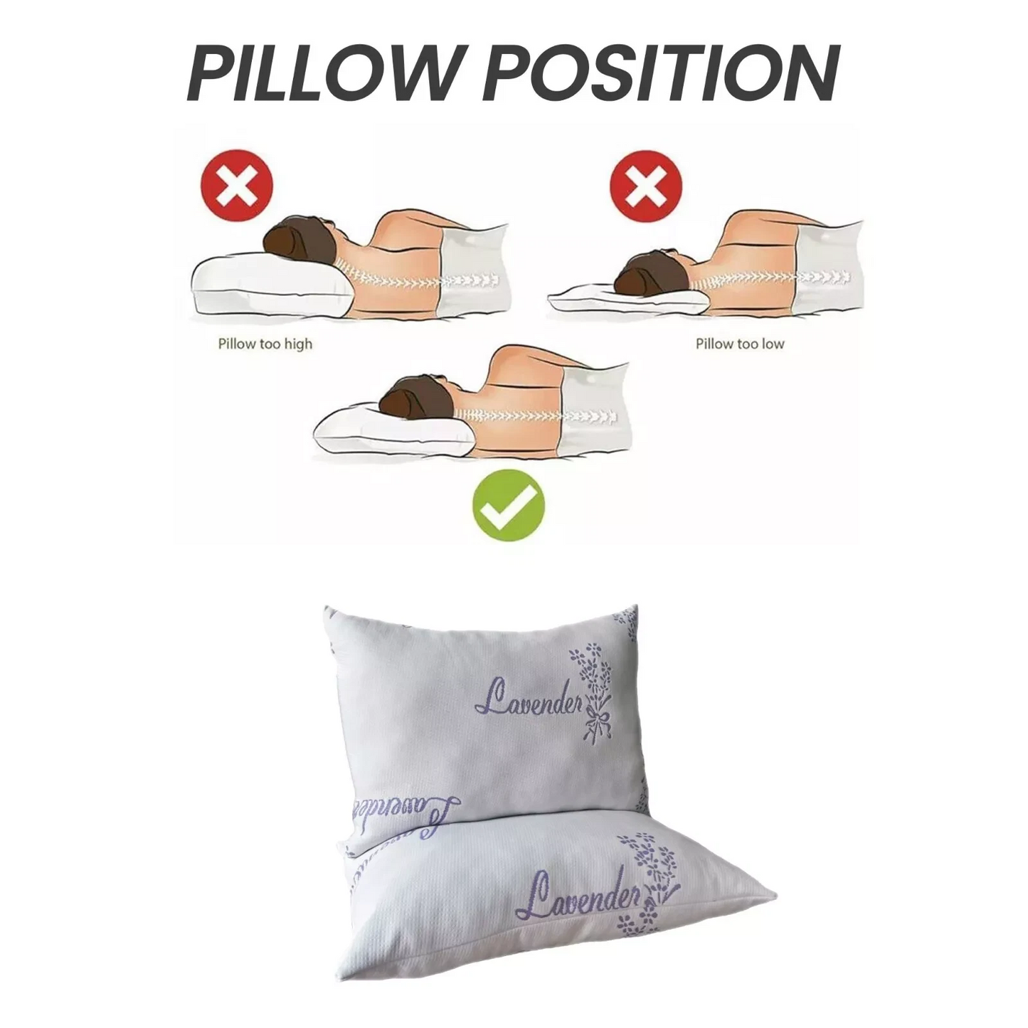 Hotel Quality One Pillow Lavender Scented, Copper Infused Memory Foam, Ice Cool