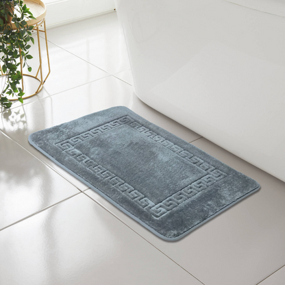 GREEK KEY STYLE BATH MAT PEDESTAL SET NON SLIP TOILET BATHROOM RUGS 1 PIECE