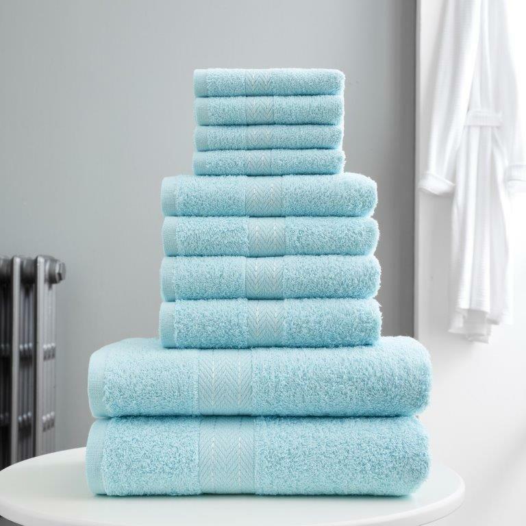 10pcs Towel Bale Set 100% Egyptian Combed Soft Cotton Face, Hand, Bath Towels