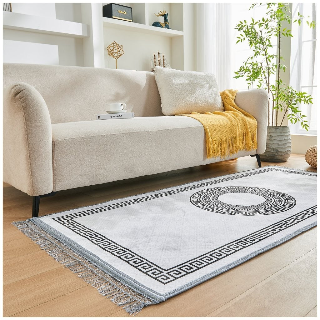 Greek Long Hallway Runner Rug Non Slip Bedroom Carpet Washable Kitchen Floor Mat
