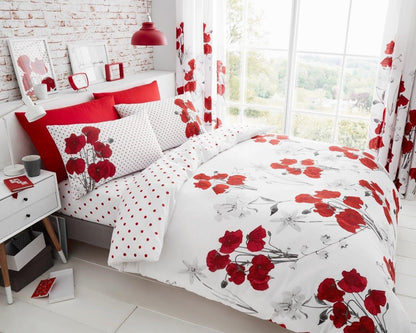 Floral Poppy Bedding Duvet Cover Quilt Set Pillow Cover Single Double King Sizes