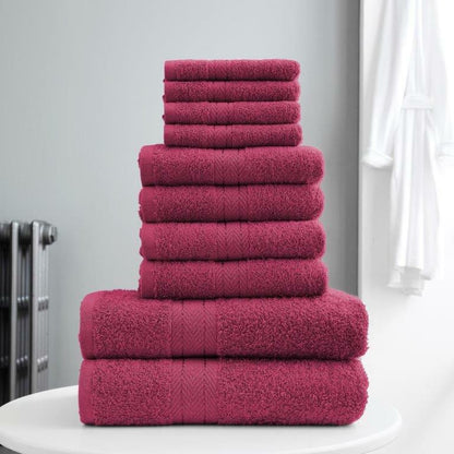 10pcs Towel Bale Set 100% Egyptian Combed Soft Cotton Face, Hand, Bath Towels