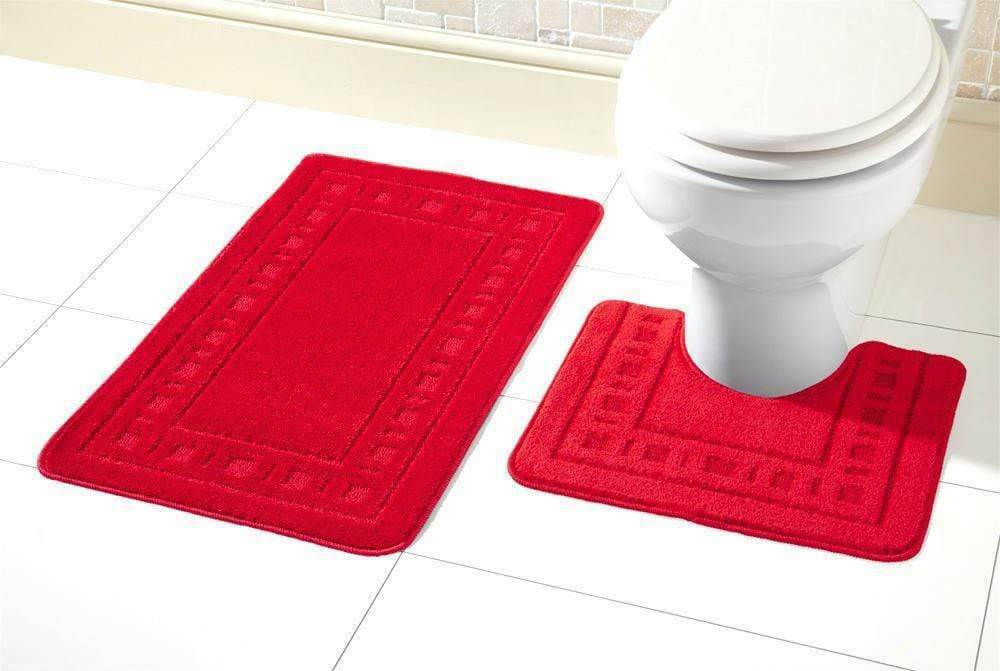 2 Piece Bath Mat & Pedestal Set Non Slip Bathroom Set Miami Bathmats Easy Care