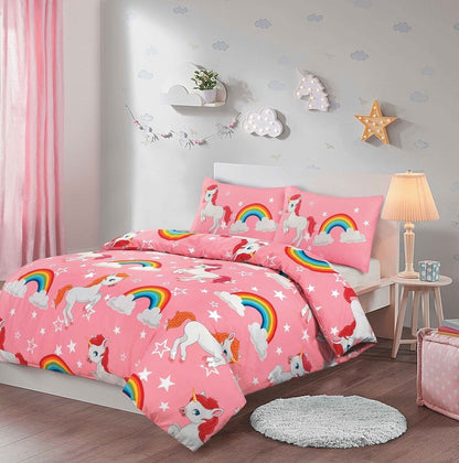 Unicorn Duvet Cover with Pillow Cases Jungle Animal Printed Quilt Bedding Sets