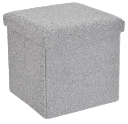 Ottoman Folding Boucle Storage Box Teddy Bear Collapsible Toy Chest Small Large