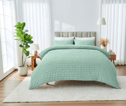 Truro  Seersucker Duvet Cover Set Soft Breathable Bedding Quilt Double King Size