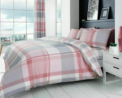 Waverly Check Printed Duvet Quilt Cover Sets Bedding With Pillowcases All Sizes