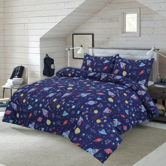 Space Galaxy Stars Moon Duvet Cover Set Kids Boys Bedding Single Double – UK