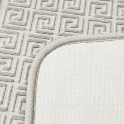 Pedestal toilet mat with U-shaped cut-out fitted around toilet base