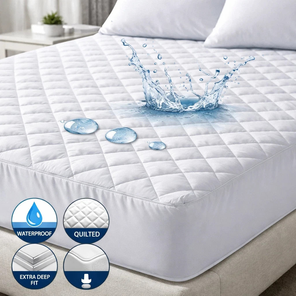 Waterproof Microfibre Mattress Protector Extra Deep Quilted Fitted Bed Cover Pad