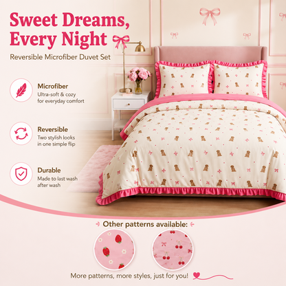 Scallop Frill coquette duvet cover set with ruffle edge by Nimora Home
