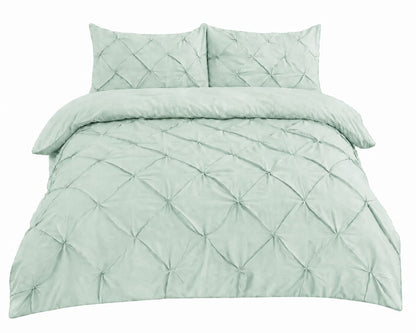 Pintuck pleat texture close-up showing 200 thread count cotton blend