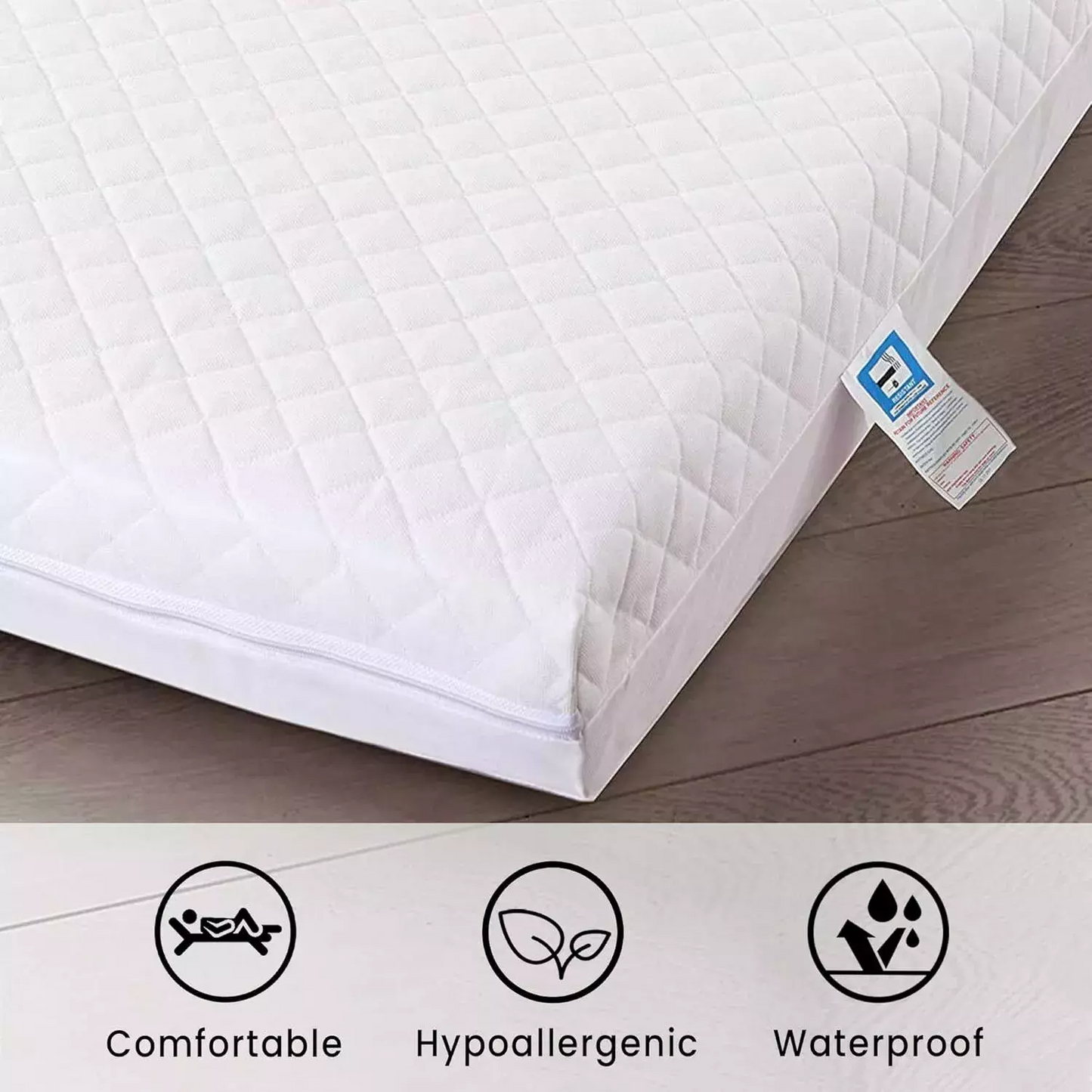 Cot Bed Mattress Breathable Toddler Crib Mattress Quilted Foam Water Resistance