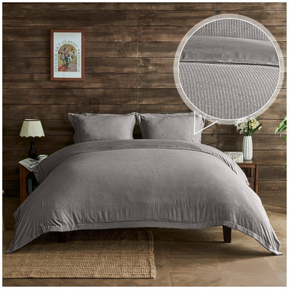 Seersucker Newry Duvet Quilt Cover Pillow Case Bedding Bed Set 5 Colours