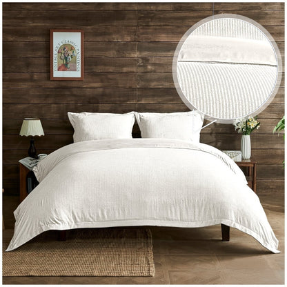 Seersucker Newry Duvet Quilt Cover Pillow Case Bedding Bed Set 5 Colours