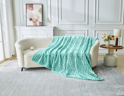 Bubble Jacquard Warm Cosy Teddy Sherpa Fleece Sofa Bed Throw Super Soft Blanket