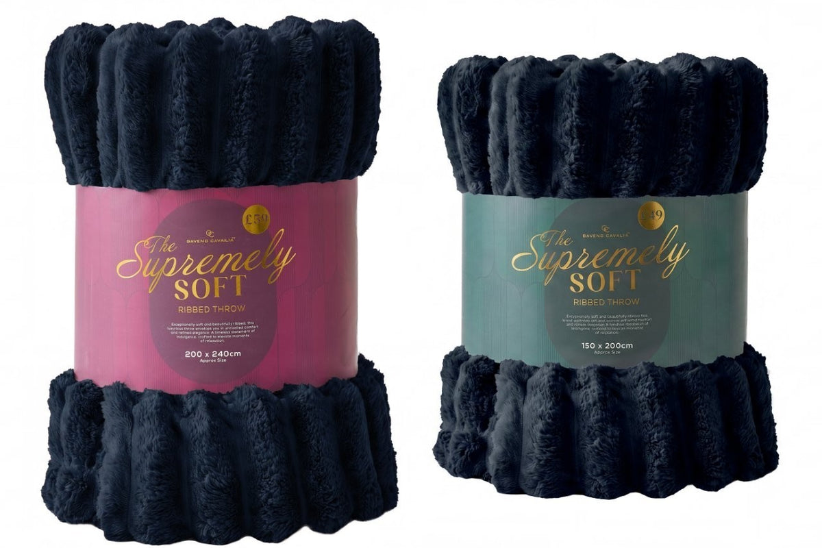 Ribbed fleece throw colour chart showing all seven colour options