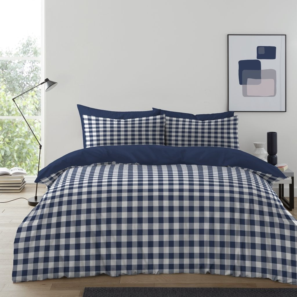 Gingham Moor Duvet Cover Set with Pillowcases, Soft Macrofibre Bedding Set