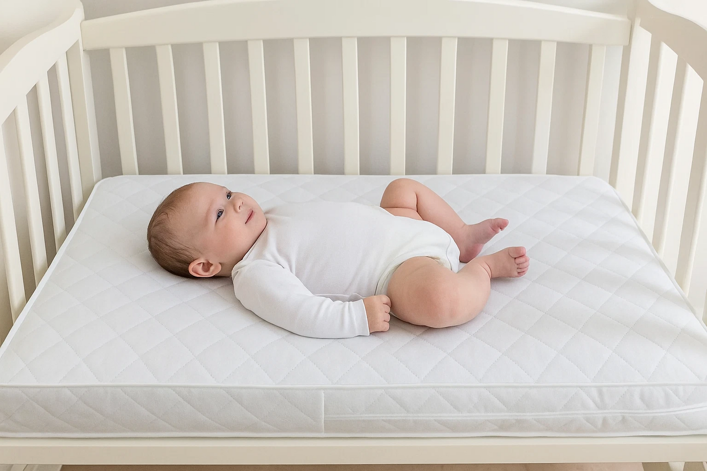 Cot Bed Mattress Breathable Toddler Crib Mattress Quilted Foam Water Resistance