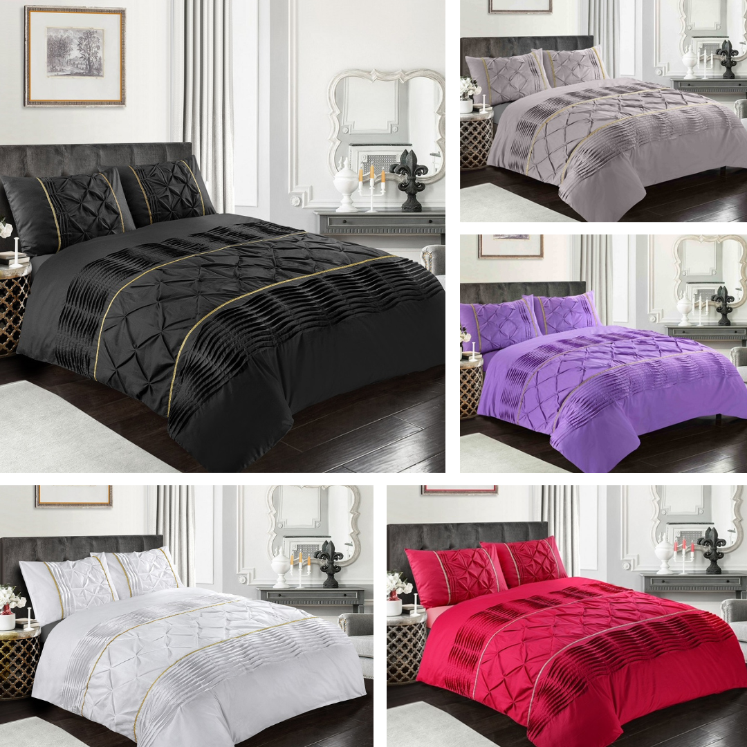 Eleanor Duvet Cover Wth Pillowcase Diamond Pinch Laced Pintuck Quilt Bedding Set