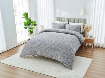 Truro  Seersucker Duvet Cover Set Soft Breathable Bedding Quilt Double King Size