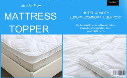 Air Flow Hotel Quality Mattress Toppers 5cm Microfiber With Hollow Fiber Filling