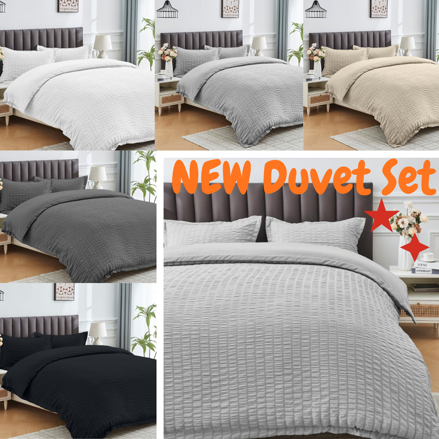 Seersucker Duvet Cover Set Soft Breathable Bedding Quilt Cover Pillowcase