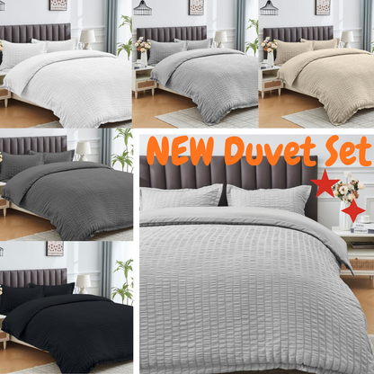 Seersucker Duvet Cover Set Soft Breathable Bedding Quilt Cover Pillowcase