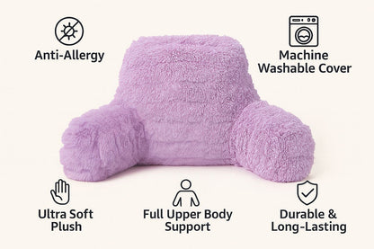 Reading Pillow with Arm Fleece Bed Rest Backrest Cushion Back Neck Support Couc