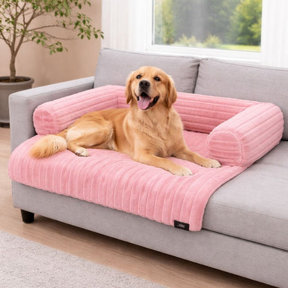 Luxuriously Soft Square Cord Pet Cushion Waterproof Non Slip Ribbed Plush Sofa