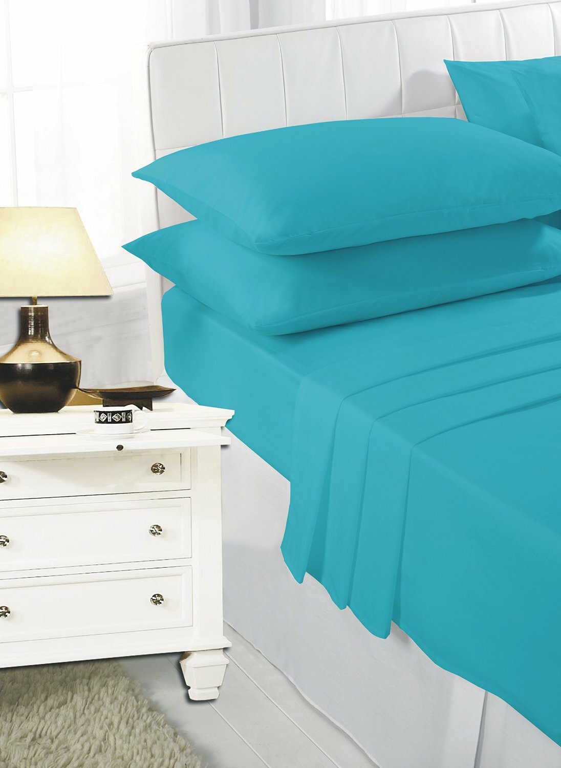 Easy Care Plain Dyed Fitted Bed Sheets 4 Ft Bunk Single Double King Super King