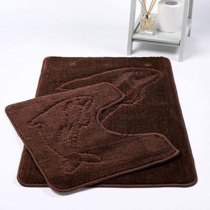 2 PC Dolphin  BATH MAT PEDESTAL SET NON SLIP TOILET BATHROOM RUGS