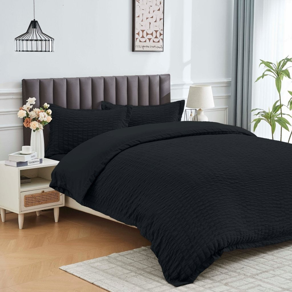 Seersucker Duvet Cover Set Soft Breathable Bedding Quilt Cover Pillowcase