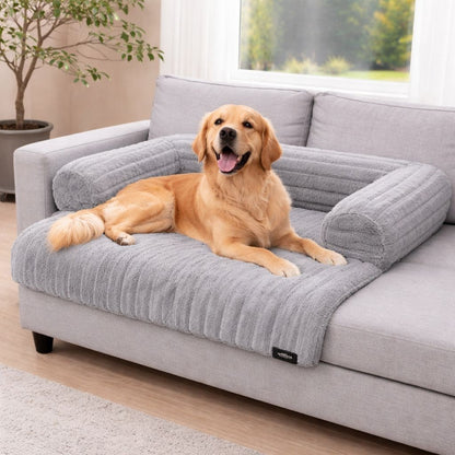 Luxuriously Soft Square Cord Pet Cushion Waterproof Non Slip Ribbed Plush Sofa