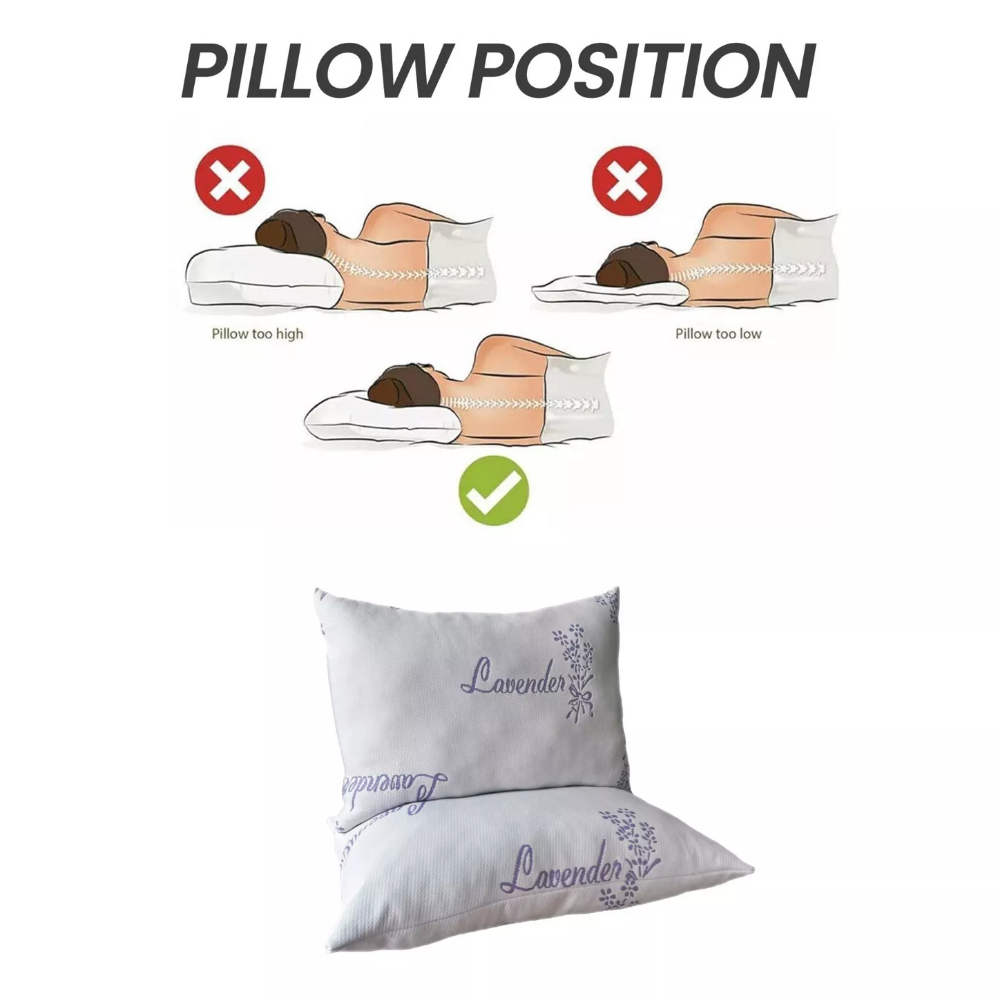 Hotel Quality One Pillow Lavender Scented, Copper Infused Memory Foam, Ice Cool