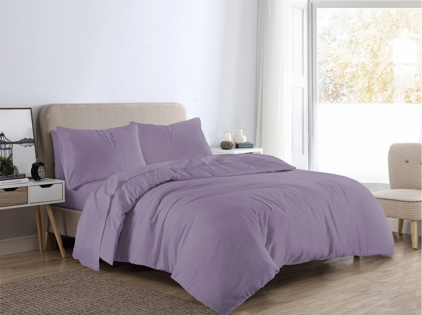 Flannelette 100% Brushed Cotton  Duvet Quilt Cover Bed Set Double King Single