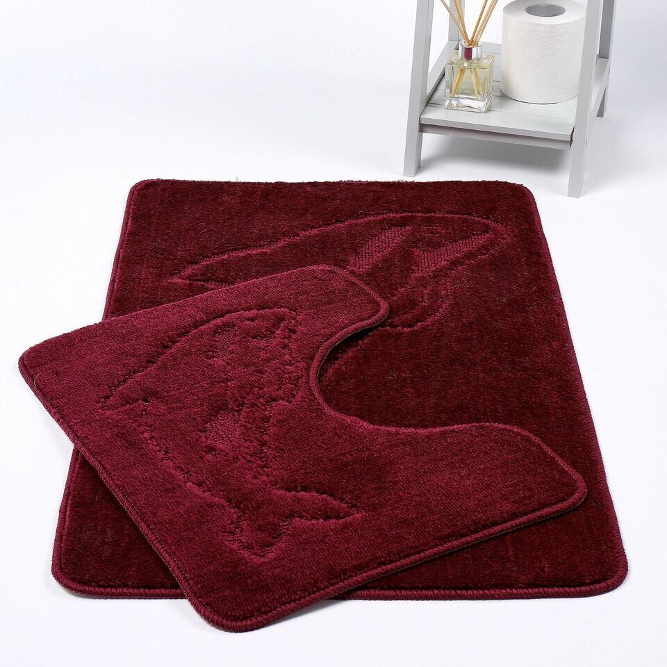 2 PC Dolphin  BATH MAT PEDESTAL SET NON SLIP TOILET BATHROOM RUGS