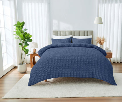 Truro  Seersucker Duvet Cover Set Soft Breathable Bedding Quilt Double King Size