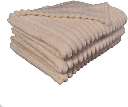 Ribbed Throws Fleece Blanket Chunky Cord Faux Fur Large Size Sofa Bed Corded