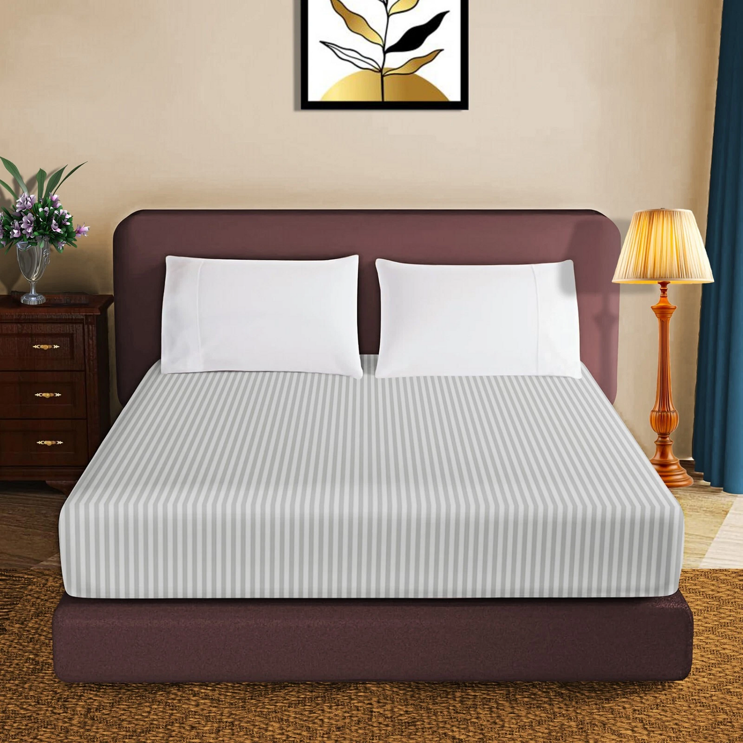 100% Egyptian Pcotton Fitted Sheet 30Cm Extra Deep 300tc Bedsheets Single Double
