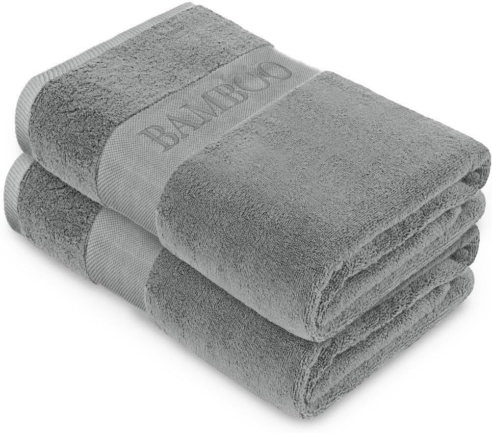 Bamboo Towels 500GSM Pack of 2 Absorbent Quick Dry Bath Sheets Hand Bath Towel