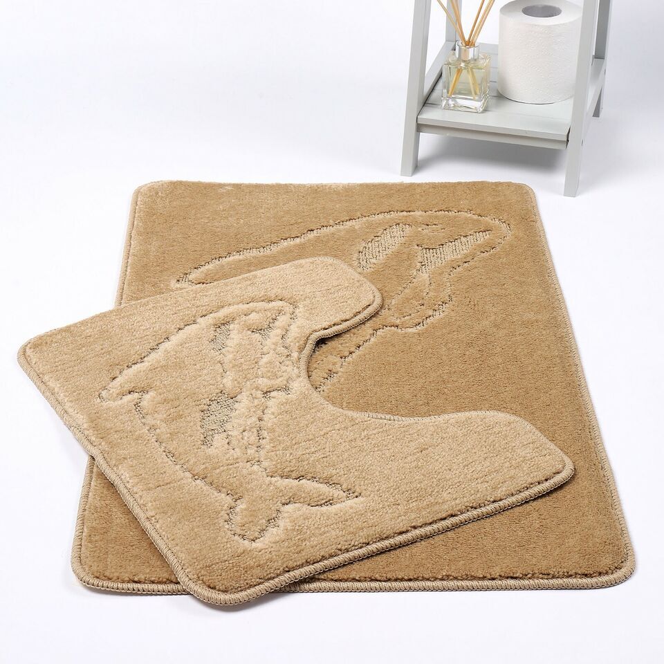 2 PC Dolphin  BATH MAT PEDESTAL SET NON SLIP TOILET BATHROOM RUGS
