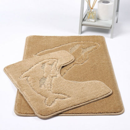 2 PC Dolphin  BATH MAT PEDESTAL SET NON SLIP TOILET BATHROOM RUGS