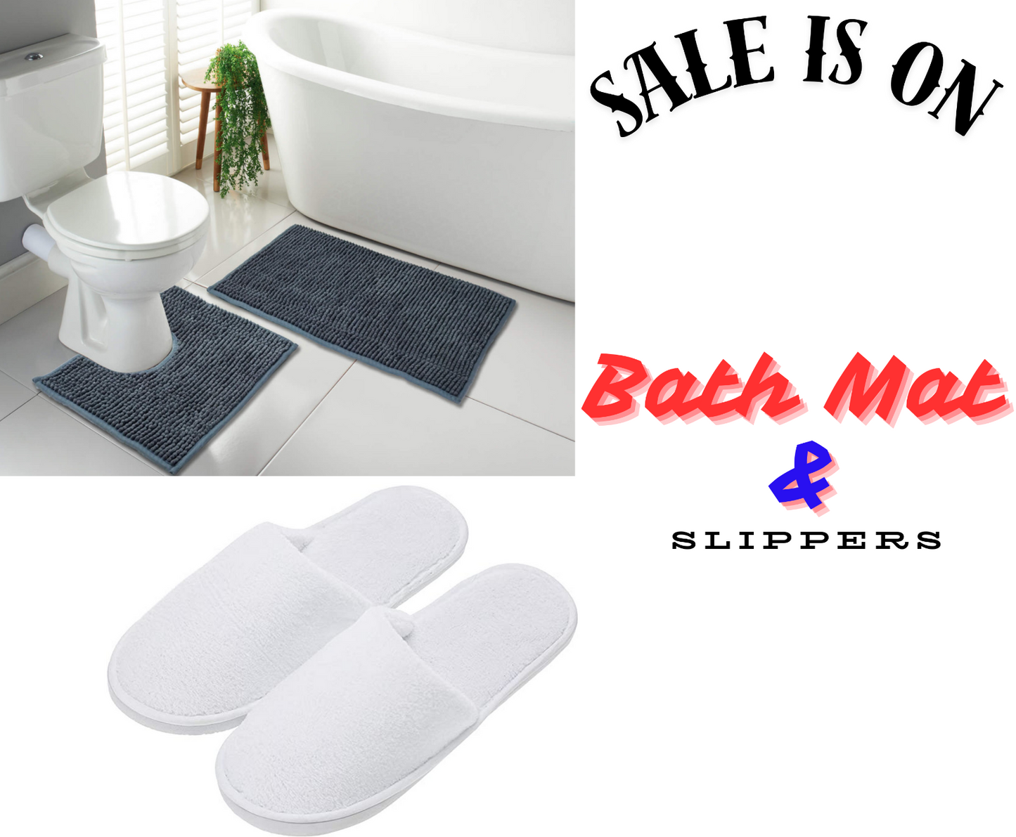 2 Piece Loop Bath Mat Ultra Soft Bathroom Rug Anti Slip Toilet Rug Pedestal Set