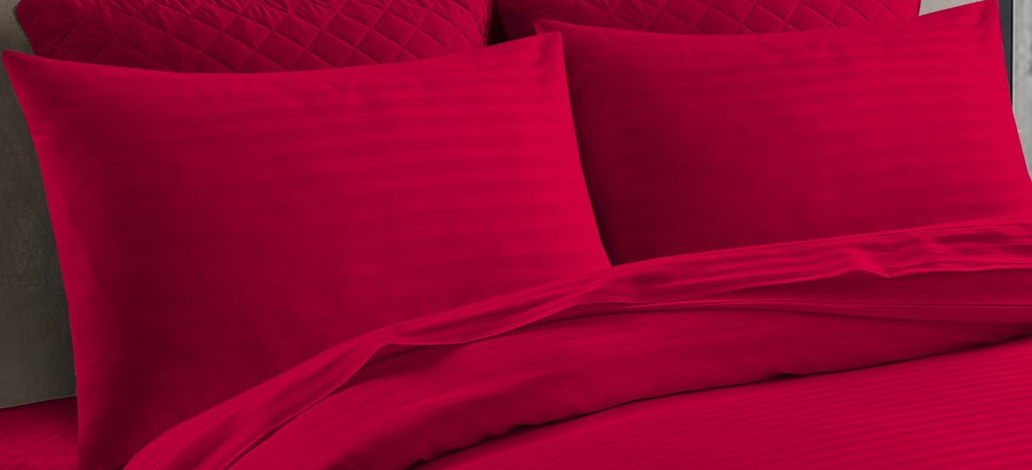 T 250 100% Cotton Striped Bedding Set Duvet, Sheets, Flat Pillowcases