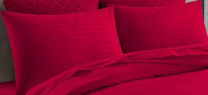 T 250 100% Cotton Striped Bedding Set Duvet, Sheets, Flat Pillowcases