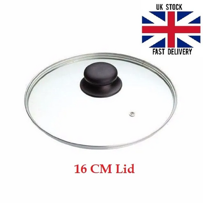 Universal Glass Pan Lid 16-34cm Tempered Saucepan Frying Pan Wok Vented Cover