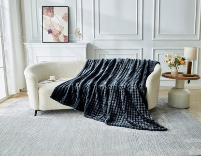 Bubble Jacquard Warm Cosy Teddy Sherpa Fleece Sofa Bed Throw Super Soft Blanket
