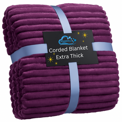 Chunky Cord Ribbed Throw Over Fleece Cosy Warm Soft Large Sofa Bed Sette Blanket