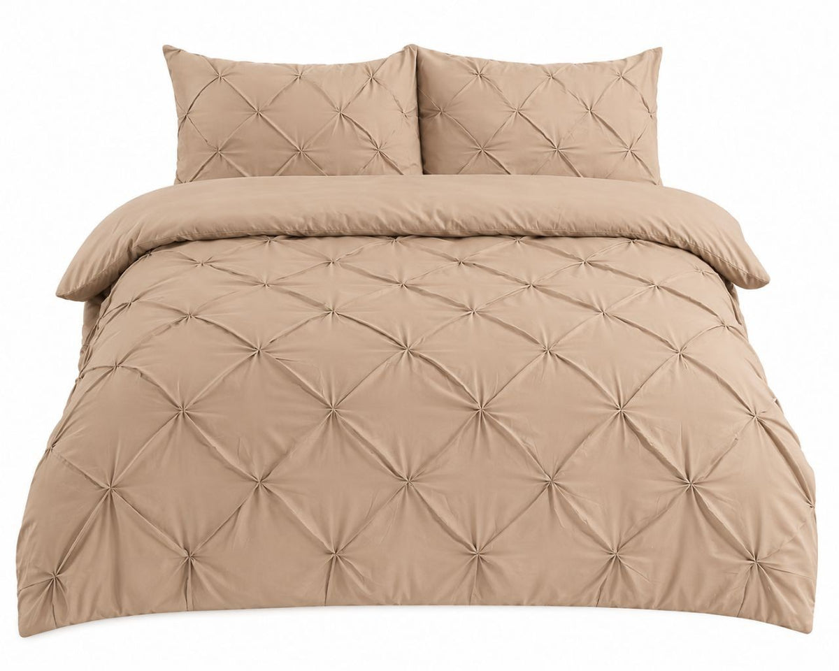 Close up of pintuck pleat detail on duvet cover fabric
